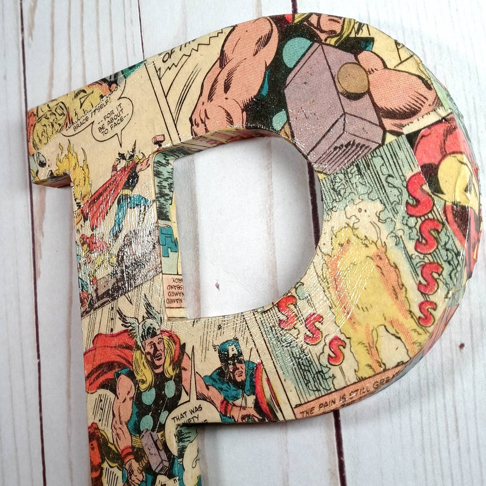 Superhero Wall Letter Choose Your Character Vintage Comic Book Wall Art