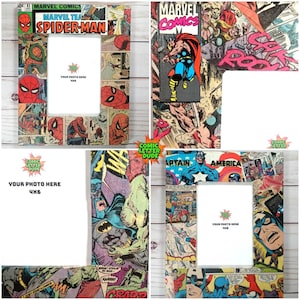 Custom Superhero Picture Frame - Choose Your Character - Wood Picture Frame Made with Real Comic Books - Kids Room - Birthday - Gift for Men
