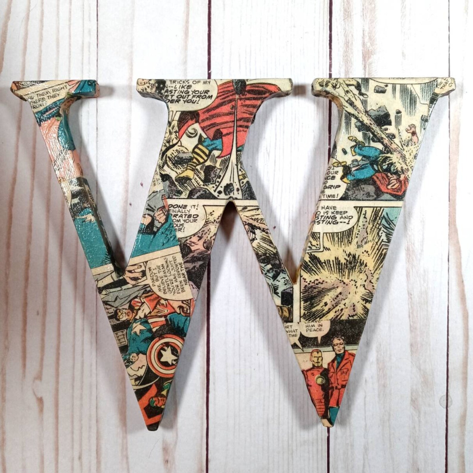 Superhero Wall Letter Choose Your Character Vintage Comic Book Wall Art