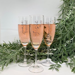 DIY Bridesmaid Champagne Flute | Sparkling Glass Sticker | Bridesmaid Gift | Champagne | Custom Wine Glass Decal | Wedding Party | Photos