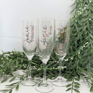 GLASS - Champagne | Personalised Bridesmaid Champagne Flute | Sparkling Glass | Bridesmaid Gift | Custom Champagne Flute | Wedding Party