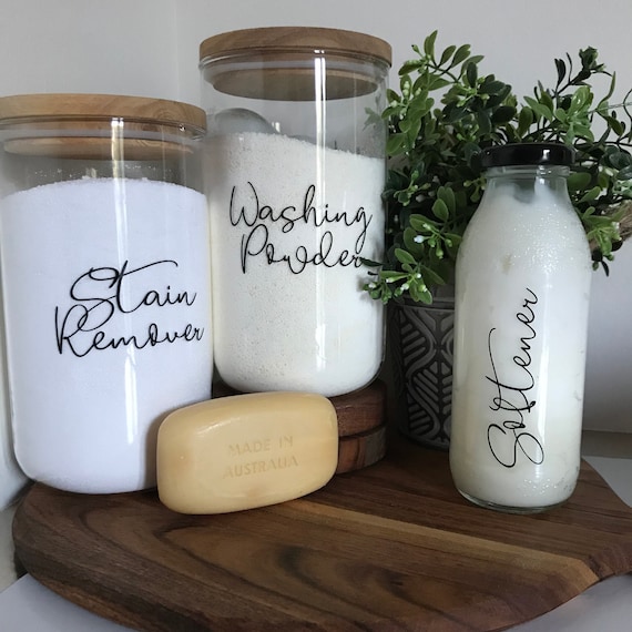 DIY Large Laundry Labels, Jar Decals, Personalised Laundry