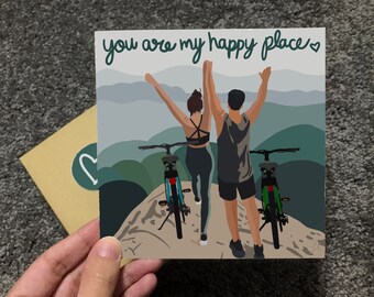 Biking Valentines Day Greeting Card, Anniversary Adventure Gift for Biker