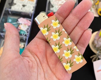 Plumeria Tropical Flowers Vinyl Lighter Wrap