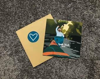 Kayak Canoe Valentines Day Greeting Kayaking Card, Anniversary Adventure Gift