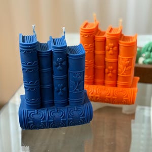 Book Stack Candle – Decorative Soy Wax Candle | Book Lover Gift | Unique Library Decor | Colorful Aesthetic Candle | Birthday gift
