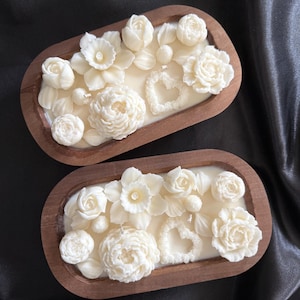Floral Dough Bowl Candle, Floral candle bowl, Unique Home Decor Gift, Handcrafted Botanical candle, Mother’s Day gift, Valentine’s Day gift