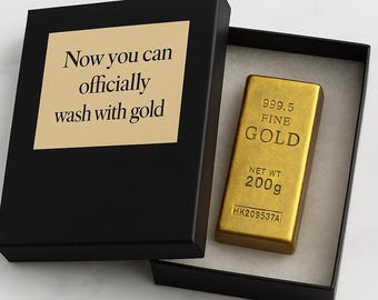 Gold Bar Soap | Funny Christmas Gift for Men | Gag Gift for Husband, Boyfriend or Boss | Luxury Novelty Soap | Stocking Stuffer for Him