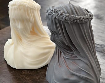 Huge Elegant Virgin Veiled Lady Candle – Handcrafted Aromatic Decor for Spiritual Home, Housewarming Gift, 3D candles, Soy candle