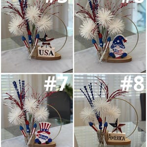 Patriotic centerpiece for table, Red white and blue, Americana decor, USA decor, 4th of July, American flag decor, firework decorations image 7