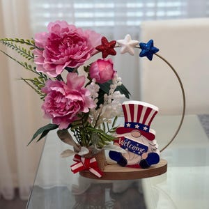 Patriotic centerpiece for table, Red white and blue, Americana decor, USA decor, 4th of July, American flag decor, firework decorations image 9
