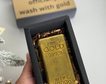 Gold Bar Soap | Funny Christmas Gift for Men | Gag Gift for Husband, Boyfriend or Boss | Luxury Novelty Soap | Stocking Stuffer for Him