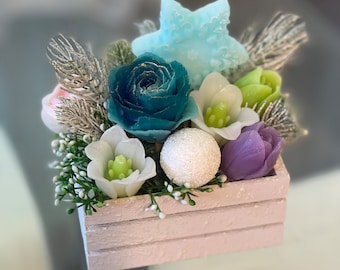 Christmas soap gift, Soap flower bouquet, Rose soap