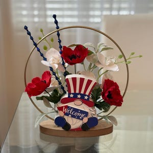 Patriotic centerpiece for table, Red white and blue, Americana decor, USA decor, 4th of July, American flag decor, firework decorations image 8