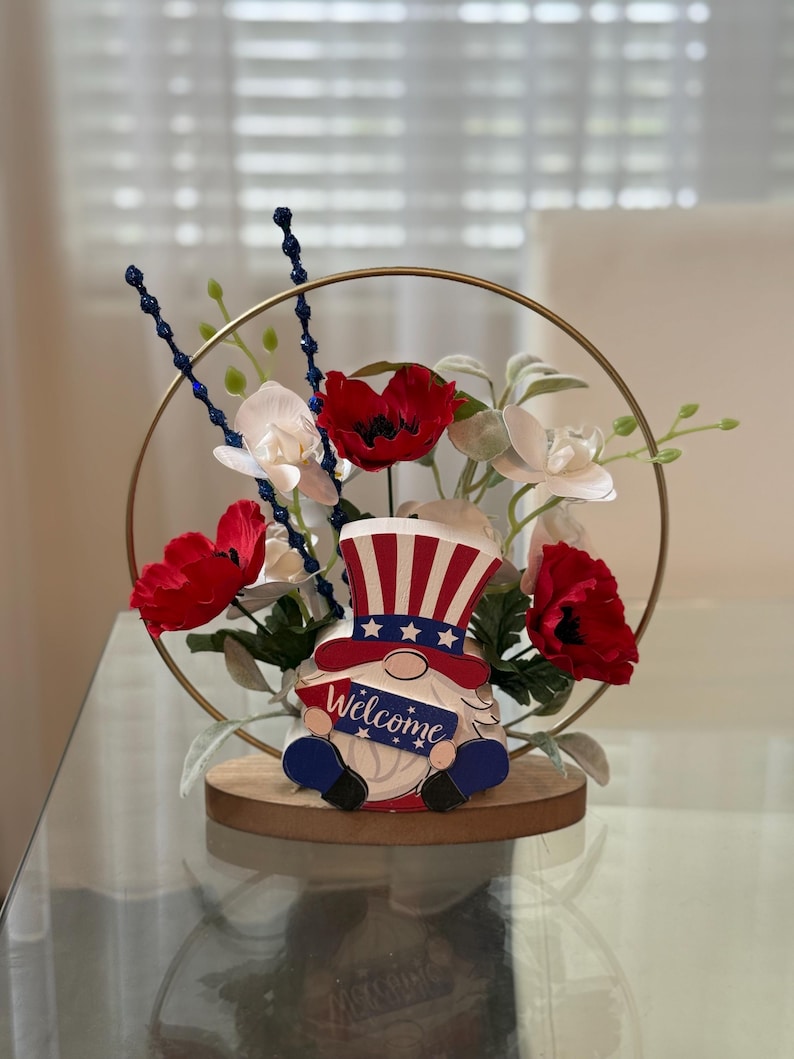 Patriotic centerpiece for table, Red white and blue, Americana decor, USA decor, 4th of July, American flag decor, firework decorations image 8