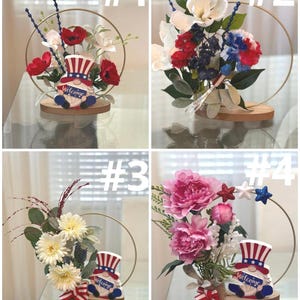 Patriotic centerpiece for table, Red white and blue, Americana decor, USA decor, 4th of July, American flag decor, firework decorations image 6