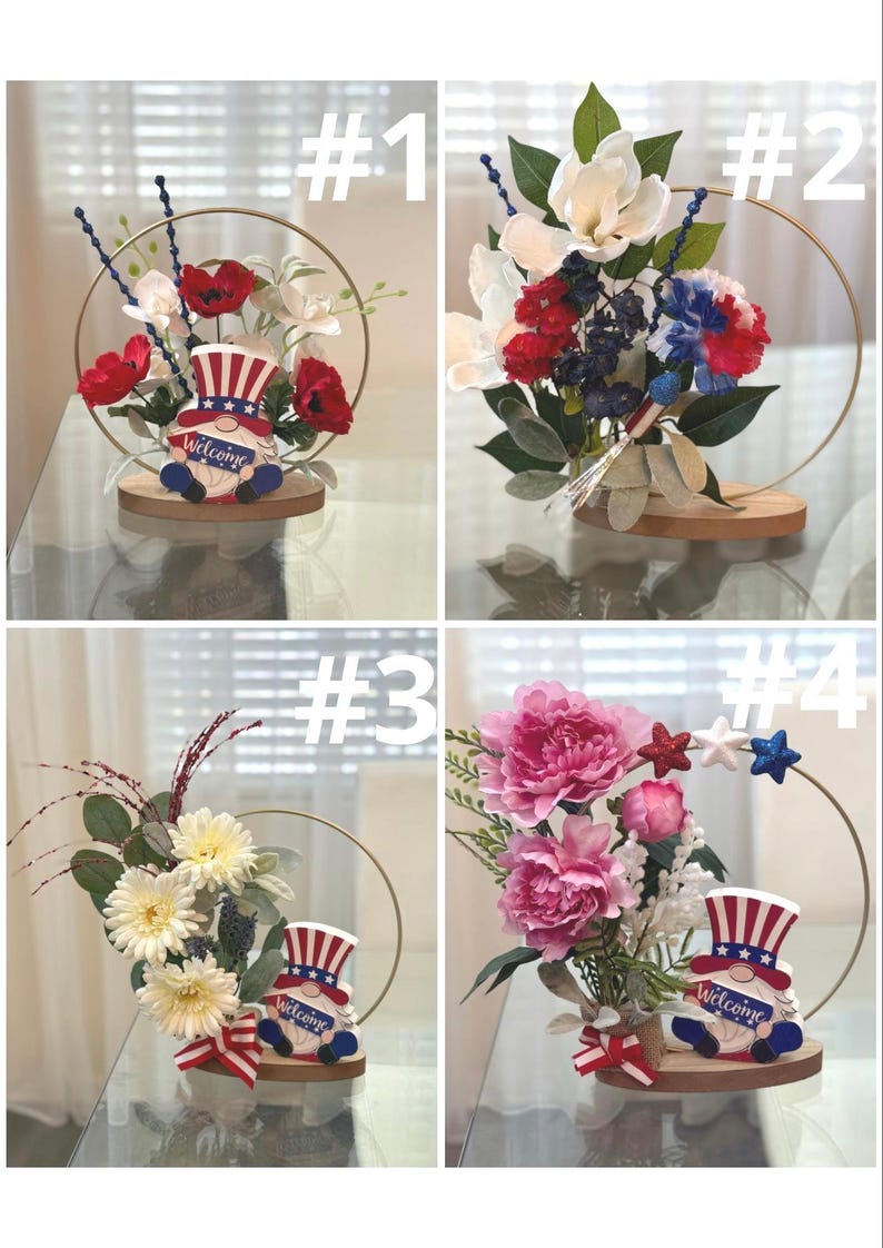 Patriotic centerpiece for table, Red white and blue, Americana decor, USA decor, 4th of July, American flag decor, firework decorations image 6