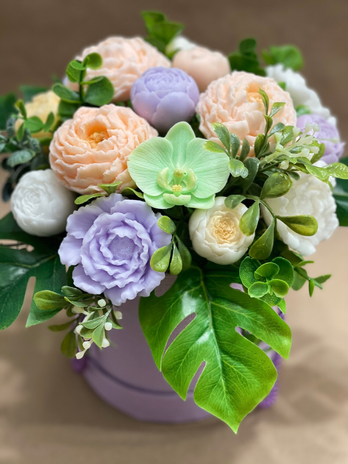 Soap flower bouquet Soap roses bouquet Purple soap gift for Etsy