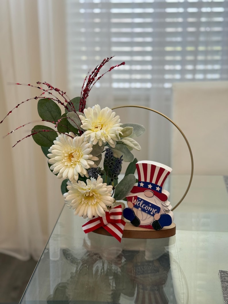 Patriotic centerpiece for table, Red white and blue, Americana decor, USA decor, 4th of July, American flag decor, firework decorations image 10