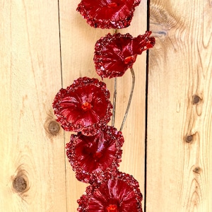 Glitter spray, glitter leaf spray, red jewel glitter spray, wreath supplies, wreath embellishments, wreath attachment, Christmas decoration
