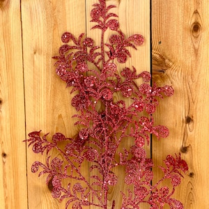 Glitter spray, glitter leaf spray, red glitter spray, wreath supplies, wreath embellishments, wreath attachment, wreath decoration,