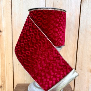 Red diamond dust plush velvet 2.5” farrisilk wired ribbon