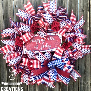 deco mesh patriotic wreath, 4th of July wreath for front door, large wreath, USA wreath, independence day decor  Patriotic door decoration,