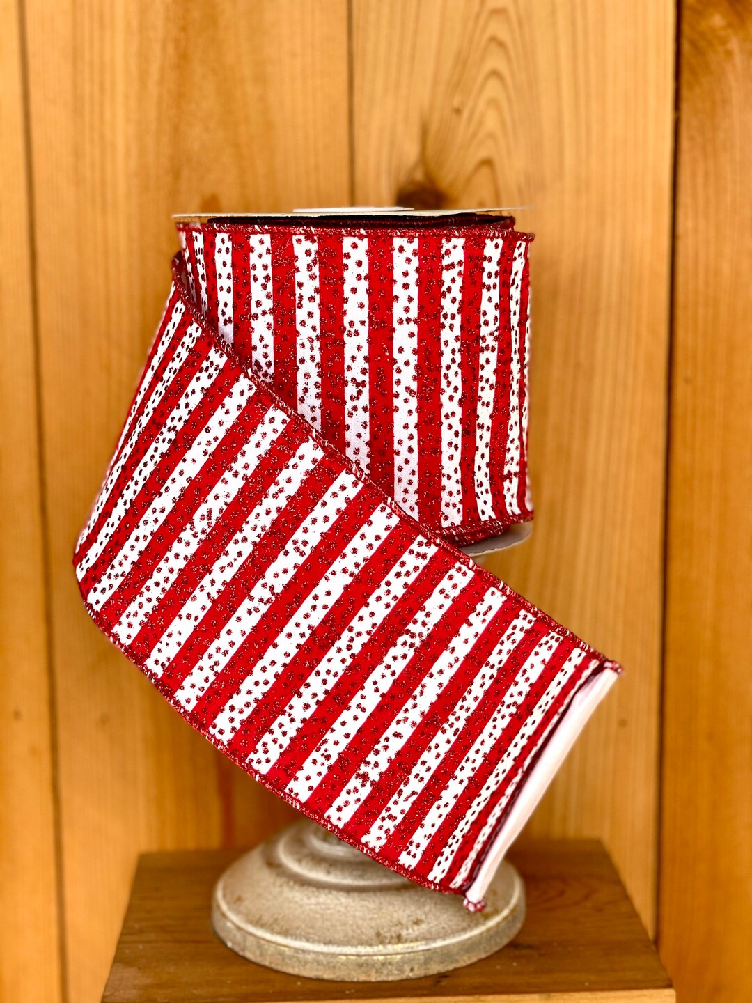 Wired Ribbon Candy Cane Ribbon Ribbon for Wreaths Wreath Etsy