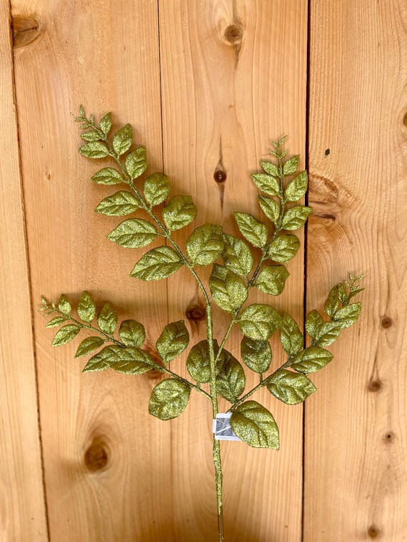 Glitter Spray Glitter Leaf Spray Green Glitter Spray Wreath Etsy