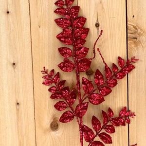 35” Glitter spray, glitter leaf spray, red glitter spray, wreath supplies, wreath embellishments, wreath attachment, wreath decoration,