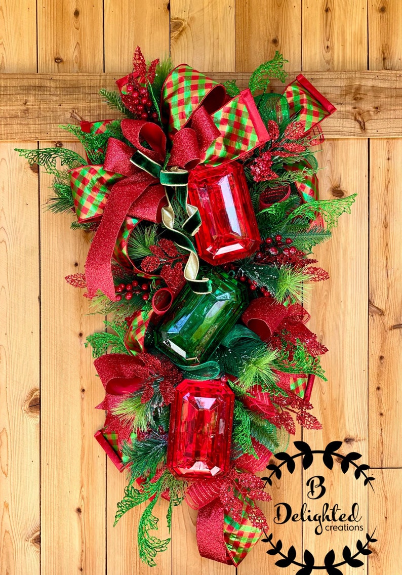 Christmas Swag Holiday Wreath Front Door Wreath Outdoor Etsy