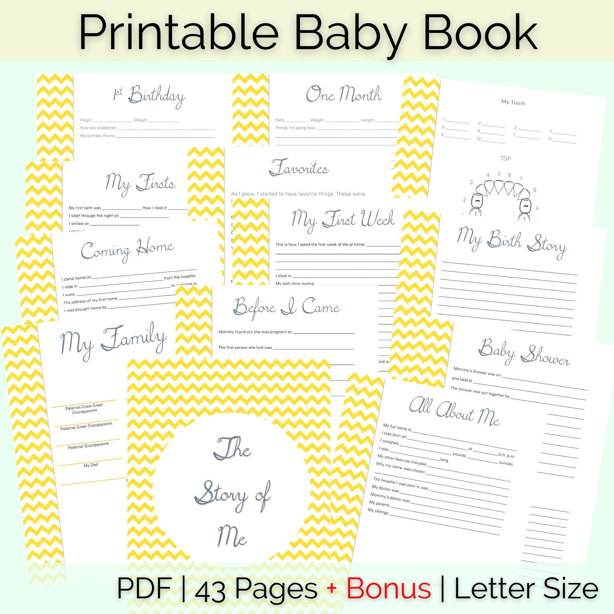 Buy Printable Baby Book Baby Memory Book Baby Keepsake Book Online in ...