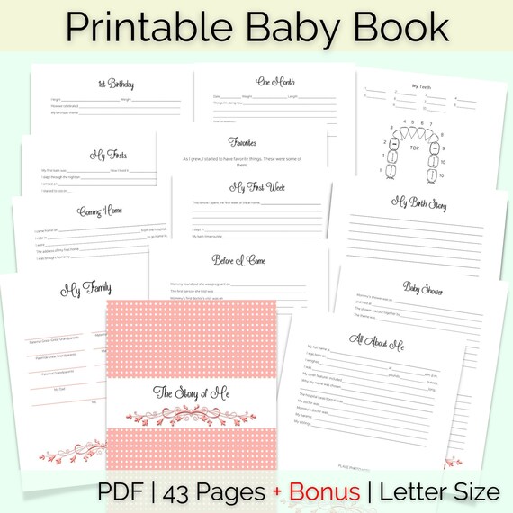 Printable Baby Book Baby Memory Book Baby Keepsake Book - Etsy