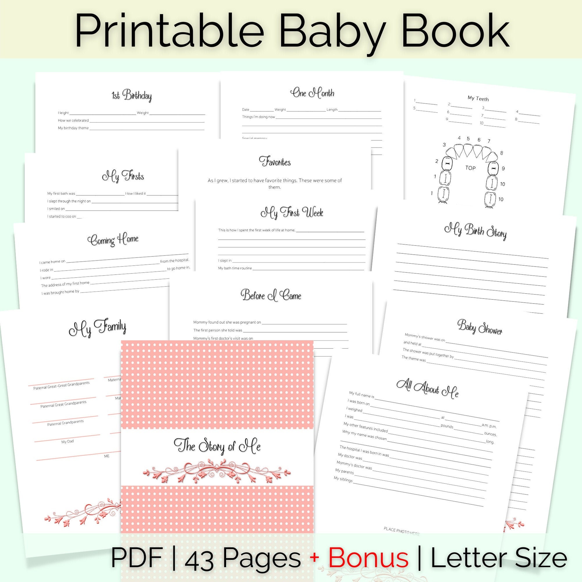Printable Baby Book Baby Memory Book Baby Keepsake Book Etsy