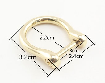 10pcs de 1/2 pouce 12mm Vis en D boucle d'anneau pour sac à main faisant du matériel Gold