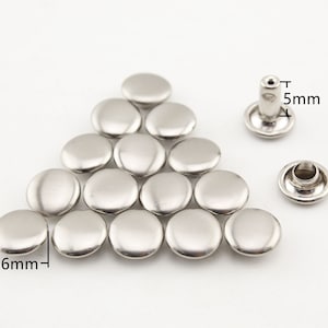 50Er Set 6mm flache Doppelkappe massiv Messing Nieten für Leder Puppentasche Tasche Schuhe Kleidung Anti bronze Gold Nickel Gunmetal Dull nickel