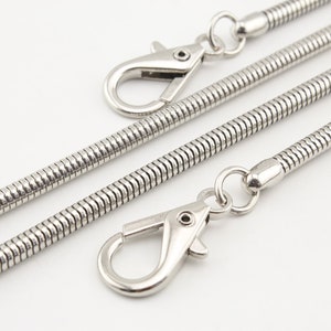 120cm 4.2mm Snake solid brass shoulder cross body chain for bag wallet purse handbag Chain strap with clip replacement Nickel