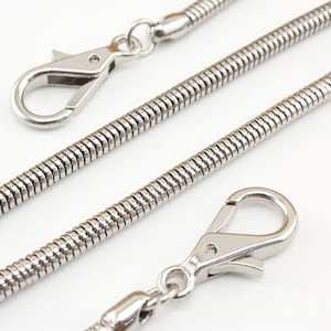 106cm 4.2mm serpiente de latón sólido hombro cruz cuerpo cadena para bolso cartera bolso bolso bolso Cadena correa con clip de reemplazo de níquel