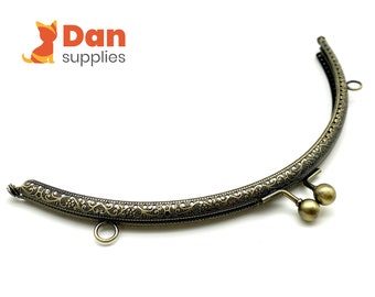 8  inch 20.5 cm half round sew on coin bag purse pouch frame hardware supply with chain loops  Anti bronze