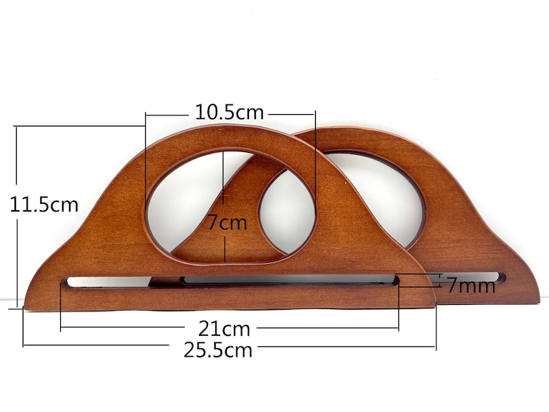 Par de asas de madera para bolsos de 10 pulgadas y 25,5 CM para tejer bolsos y monederos imagen 2