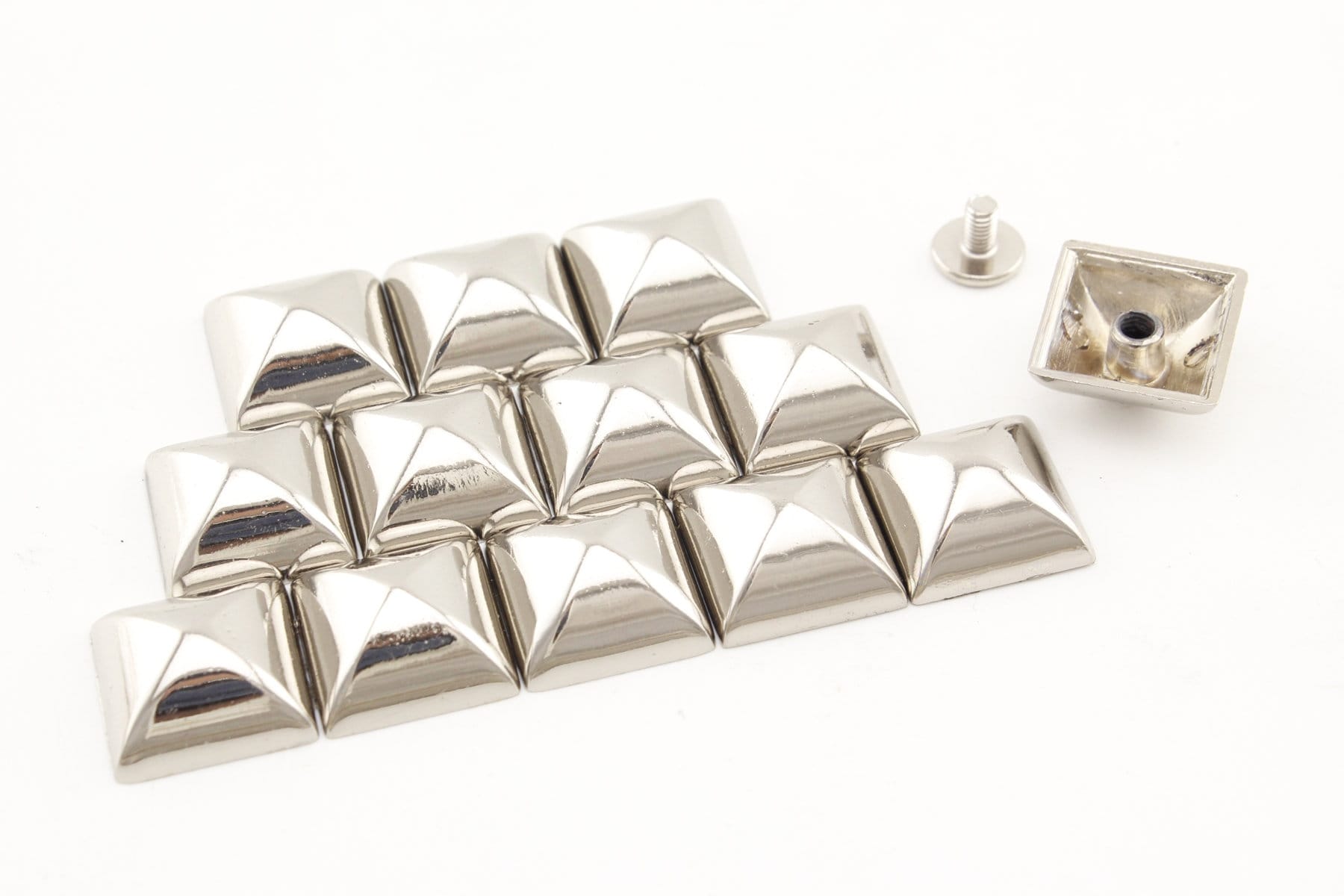 20 Sets of Iron 15mm High Cup Decorative Screw on Pyramid Head