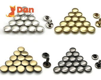 9mm x 9mm double flat cap solid brass  rivets Nickel Anti bronze Light old Gunmetal