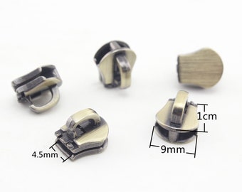 25pcs of  Size 3# 3mm zinc alloy zipper slider replacement repair  Nickel Anti bronze Gunmetal Light Gold