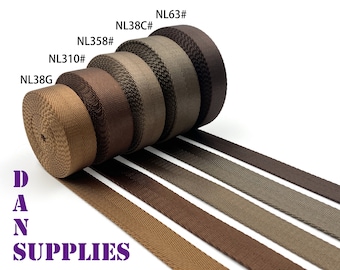 5 yards of 1 inch 25mm Brown coffee heavy weight Nylon webbing ribbon for belt bag purse strap key fob sold by the yard