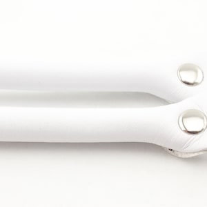 Pair of 23.5 inch sew in microfiber PU leather bag purse strap handles for purse bag making replacement White