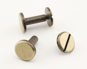15 sets of 11mm x 15mm Solid brass Chicago screws Concho screw rivet  leather fasteners Anti bronze