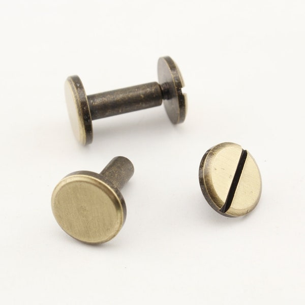 15 ensembles de 11mm x 12mm Solid brass Chicago vis Concho vis rivet cuir attaches Anti bronze