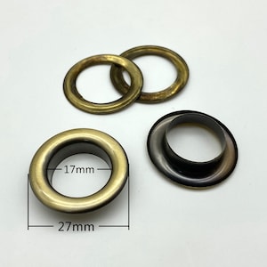 30 sets of 17mm (inner size ) stainless brass washable eyelets grommets  for leather purse shoe paper Nickel Anti bronze