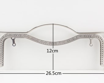 Embossed Nickel Purse Frame: Sew-On Bag Hardware (26.5cm)