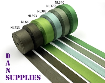 5 yards of 1 inch 25mm Green  heavy weight Nylon webbing ribbon for belt bag purse strap key fob sold by the yard